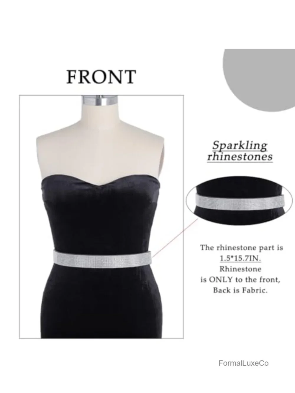 Rhinestone Stretch Belt - Sparkling Crystal Waist Belt for Dresses